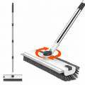 FLOORVEXA 3-in-1 floor cleaning brush with adjustable long handle and rotating scrub brush head