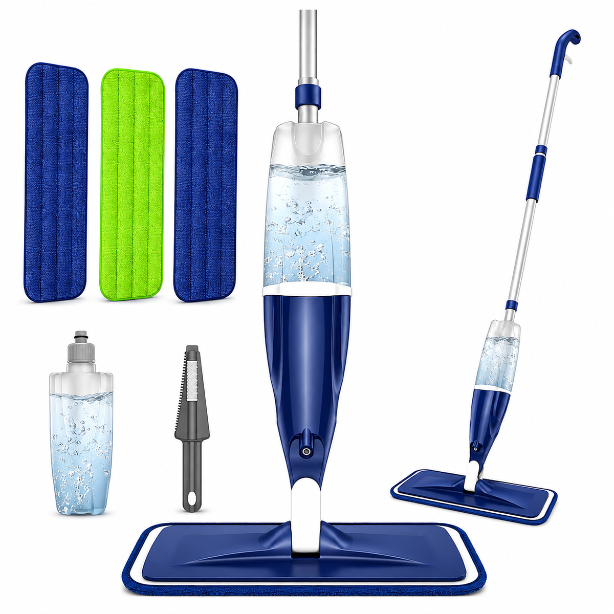Microfiber Spray Mop with refillable bottle and 3 reusable microfiber cleaning pads